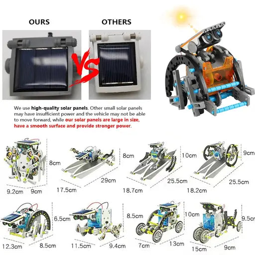 13’ü 1 Arada Güneş Enerjili Robot STEM Kendin Yap Seti