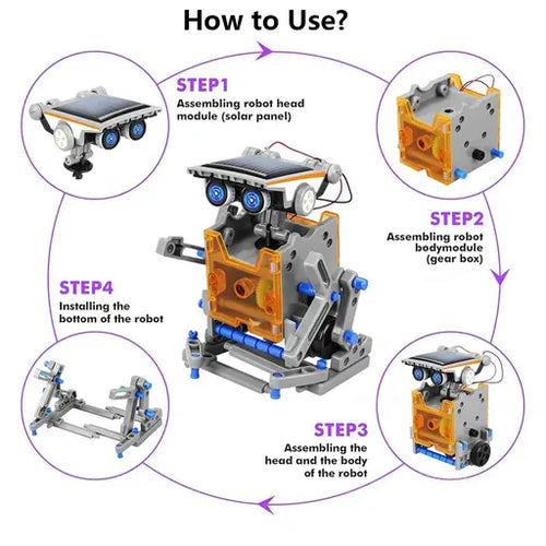 13’ü 1 Arada Güneş Enerjili Robot STEM Kendin Yap Seti